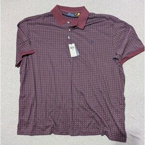 Polo Ralph Lauren Polo Shirt Mens 5XB Blue Pony Logo Burgundy Foulard Print